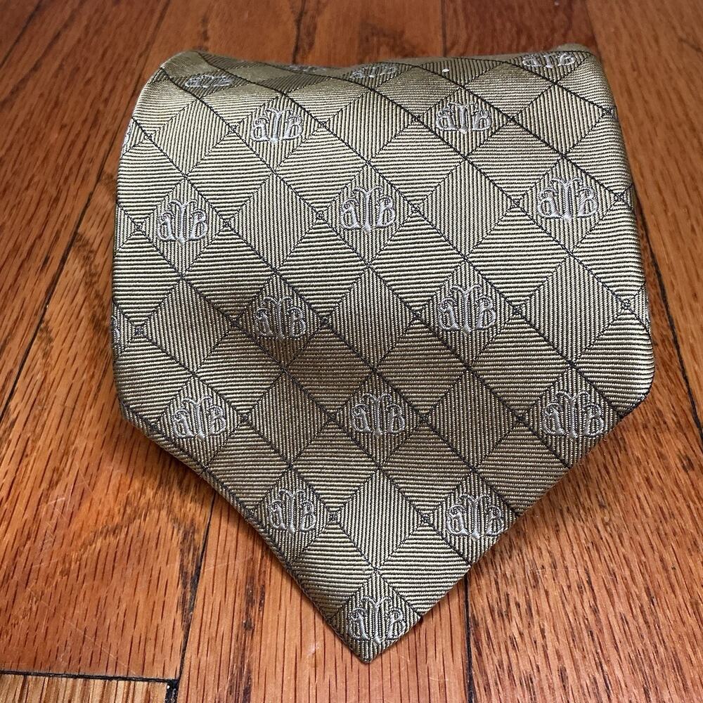 Brooks Brothers Monogram Geometric Yellow Gold Silk Men’s Tie